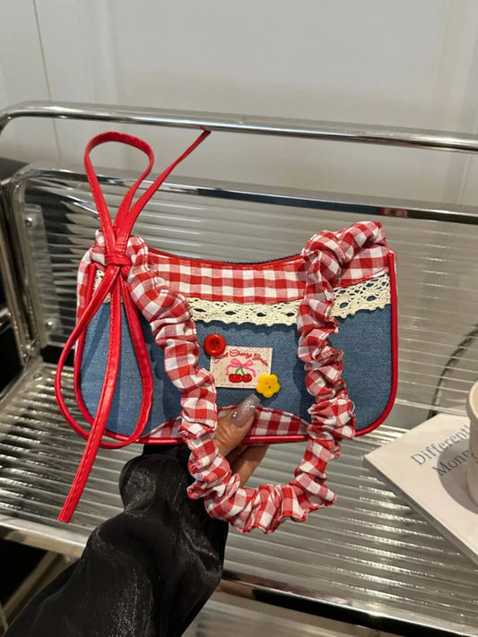 Cherry Plaid Strap Crossbody Bag Simply Love