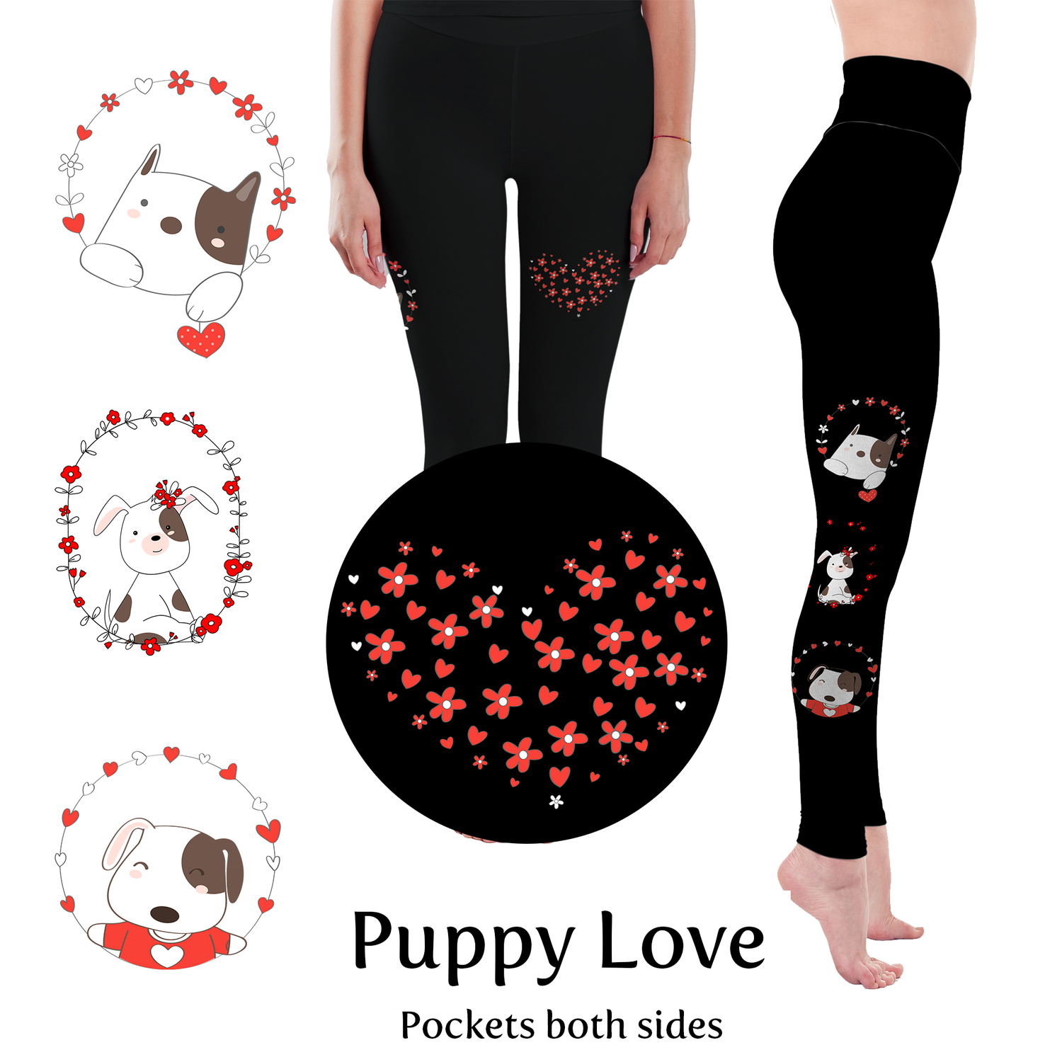 Puppy Love Handmade Leggings with Pockets MM
