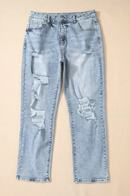 Distressed High Waist Jeans - Love Salve