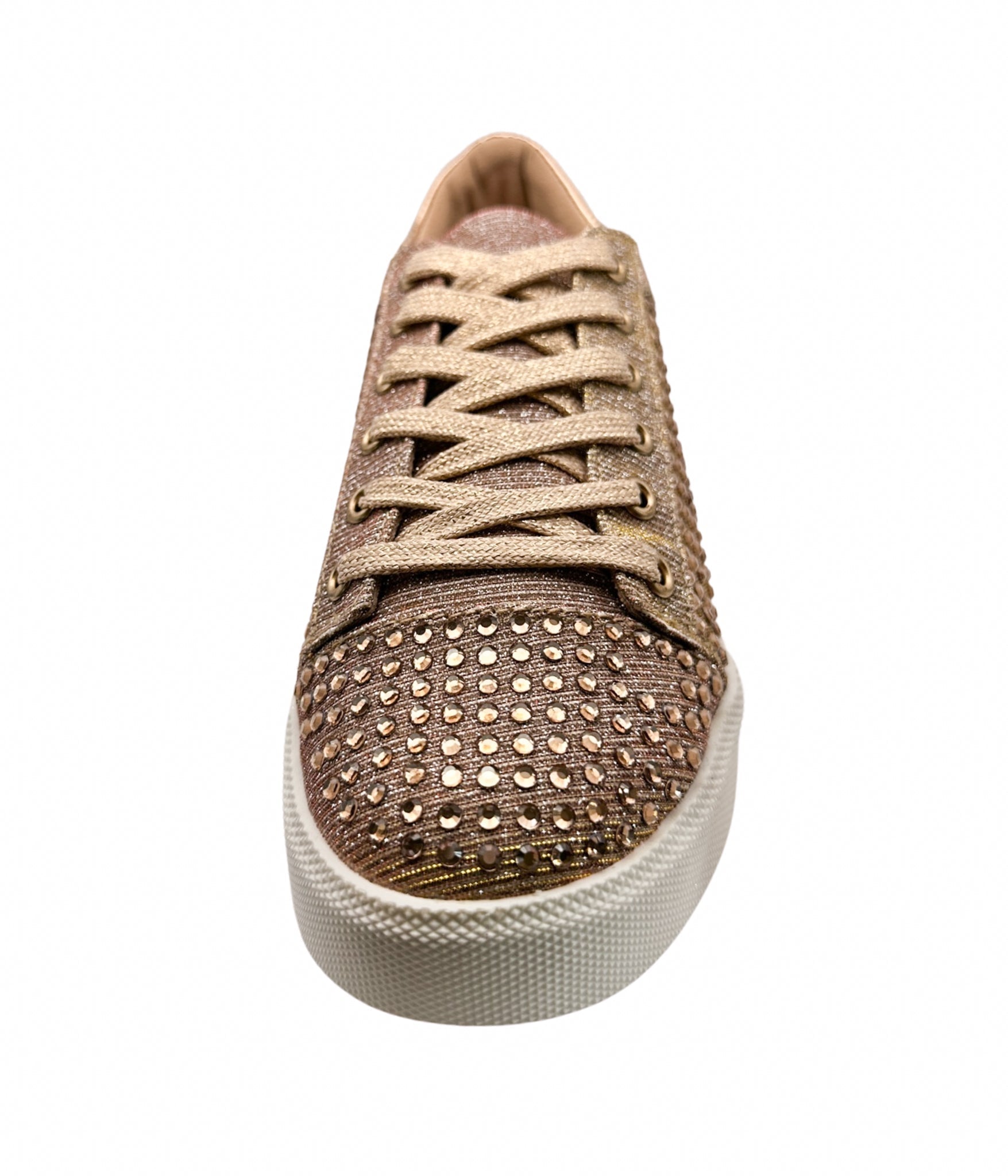 Diva Rose Gold Rhinestone Sneaker With Metallic Finish Naughty Monkey