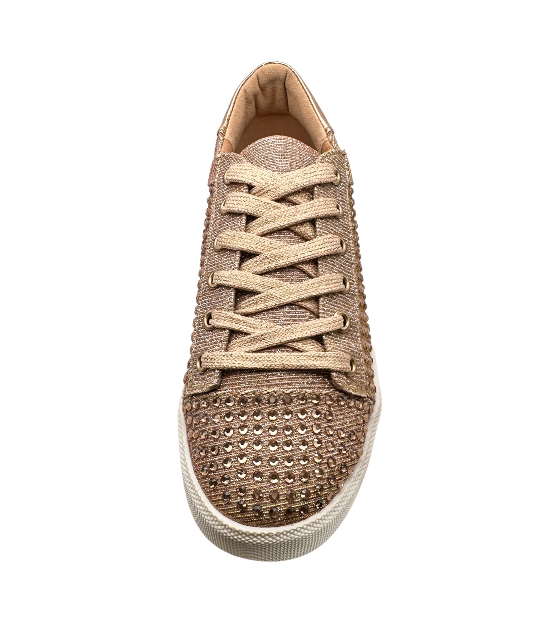 Diva Rose Gold Rhinestone Sneaker With Metallic Finish Naughty Monkey
