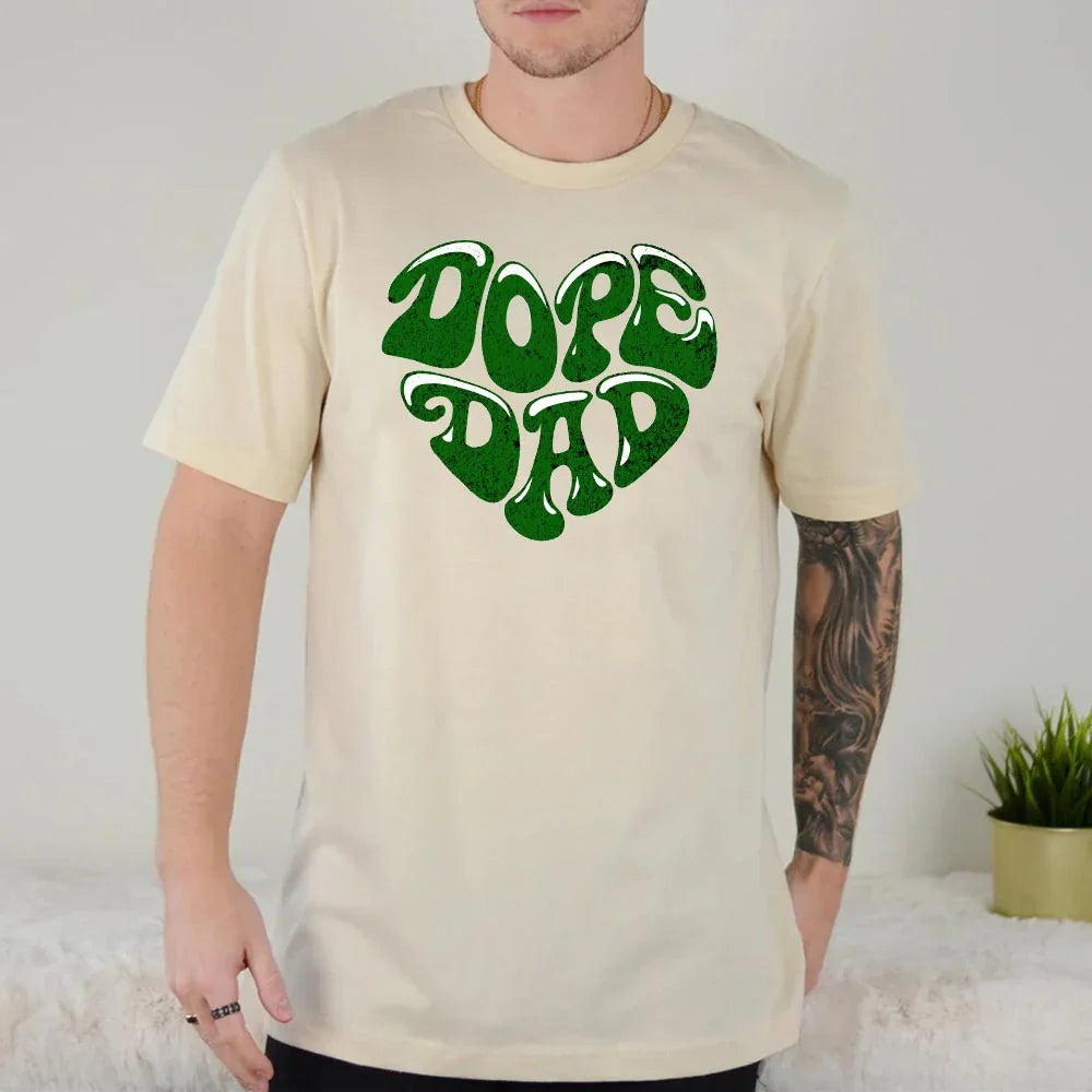 Adorb.co Dope Dad Retro Graphic T-Shirt displayed flat, emphasizing the full retro graphic design. A quality cool dad shirt f