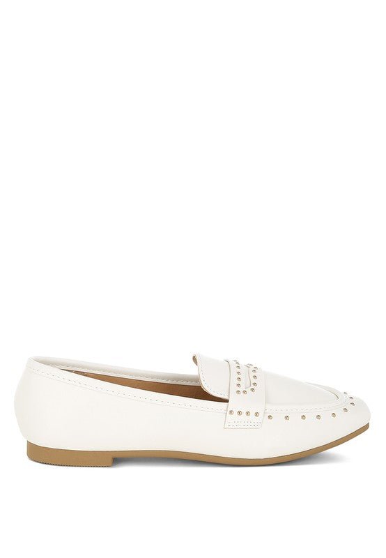 Dorlina Studded Faux Leather Loafers for Stylish Comfort - Love Salve 