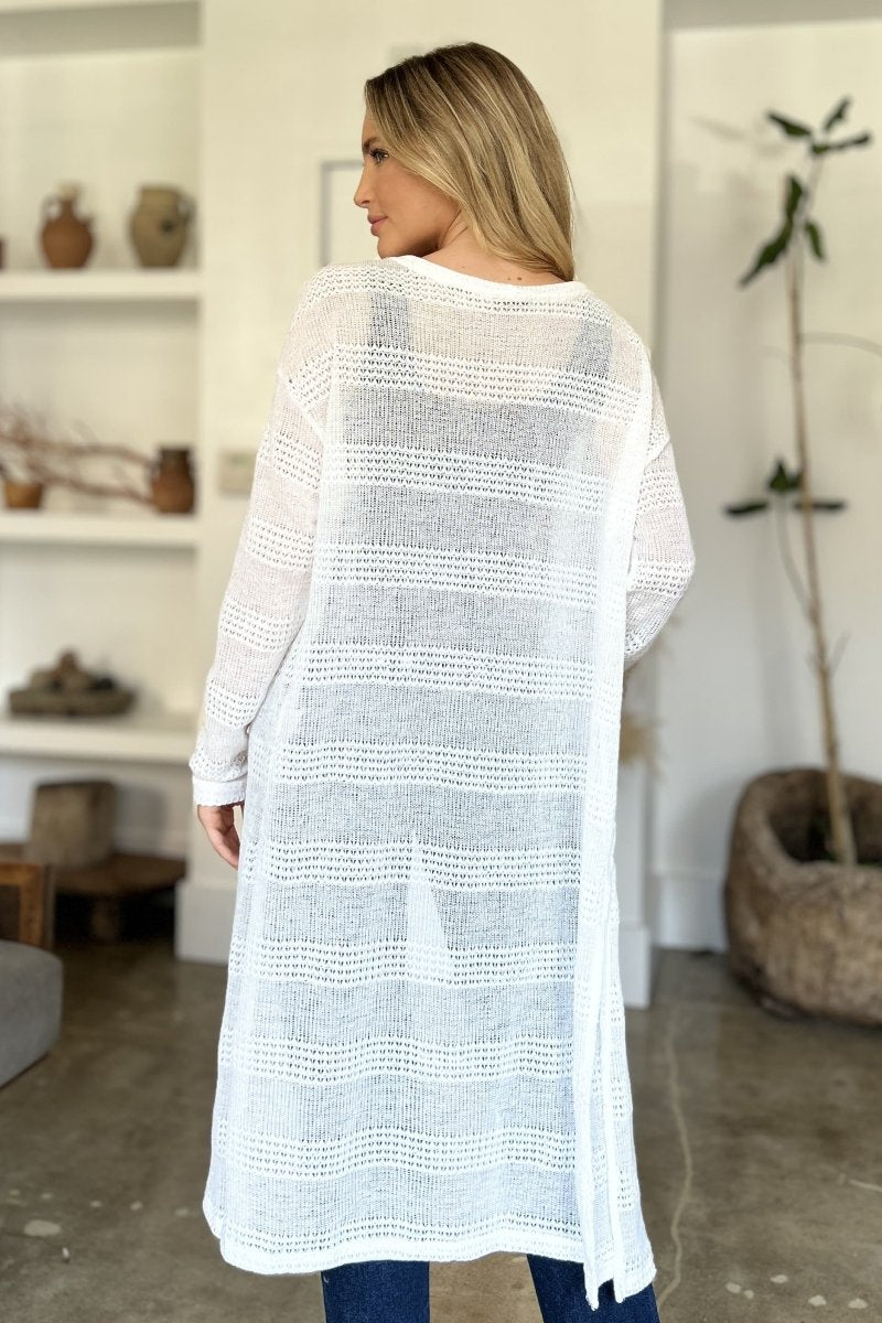 Double Take Full Size Open Front Longline Cardigan - Love Salve