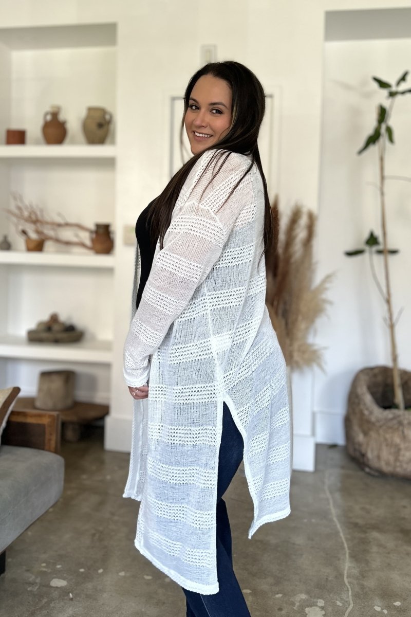 Double Take Full Size Open Front Longline Cardigan - Love Salve
