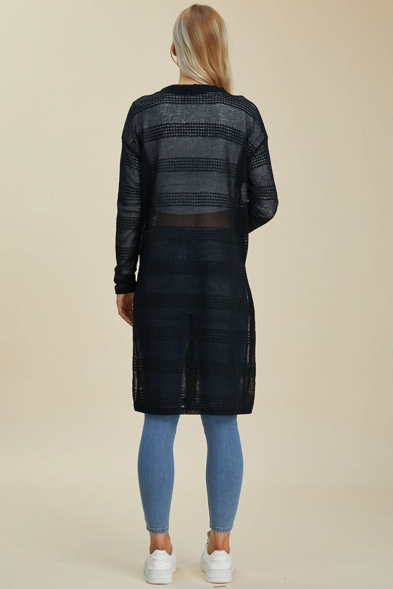 Double Take Full Size Open Front Longline Cardigan - Love Salve