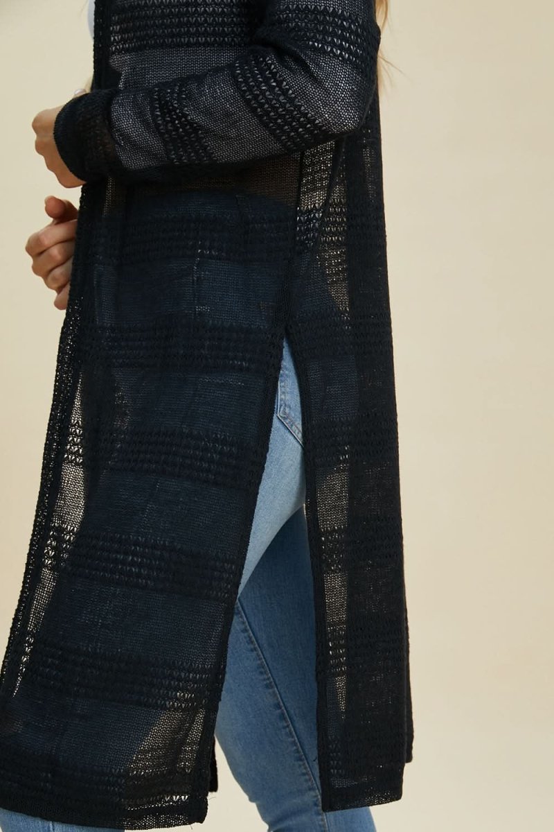 Double Take Full Size Open Front Longline Cardigan - Love Salve