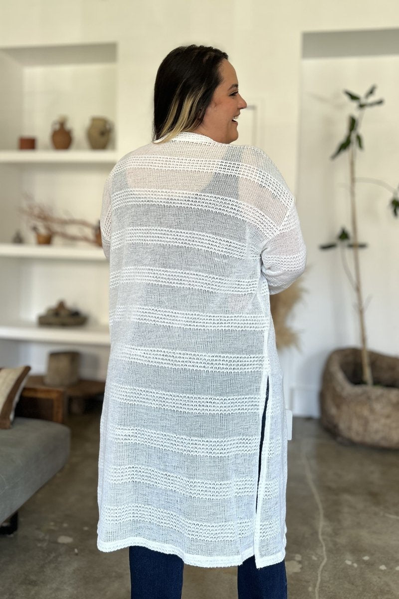 Double Take Full Size Open Front Longline Cardigan - Love Salve