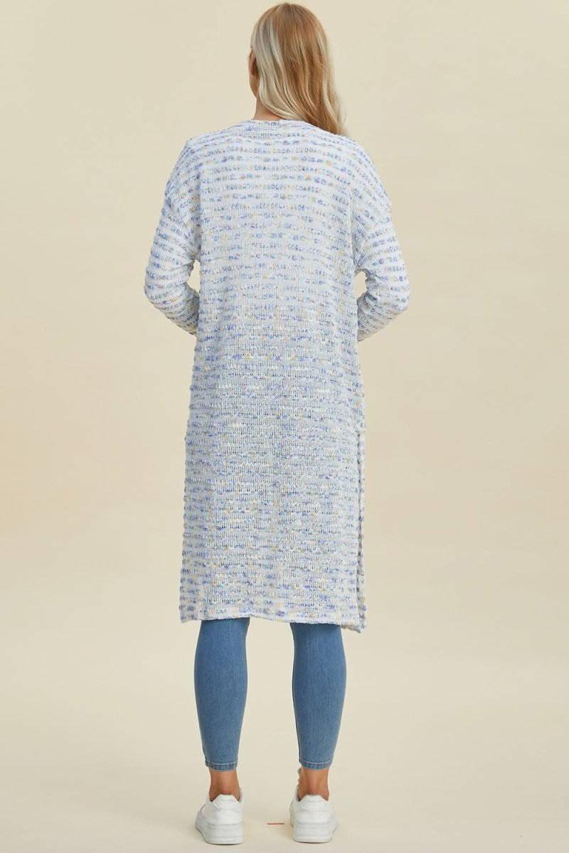 Double Take Full Size Open Front Longline Cardigan - Love Salve
