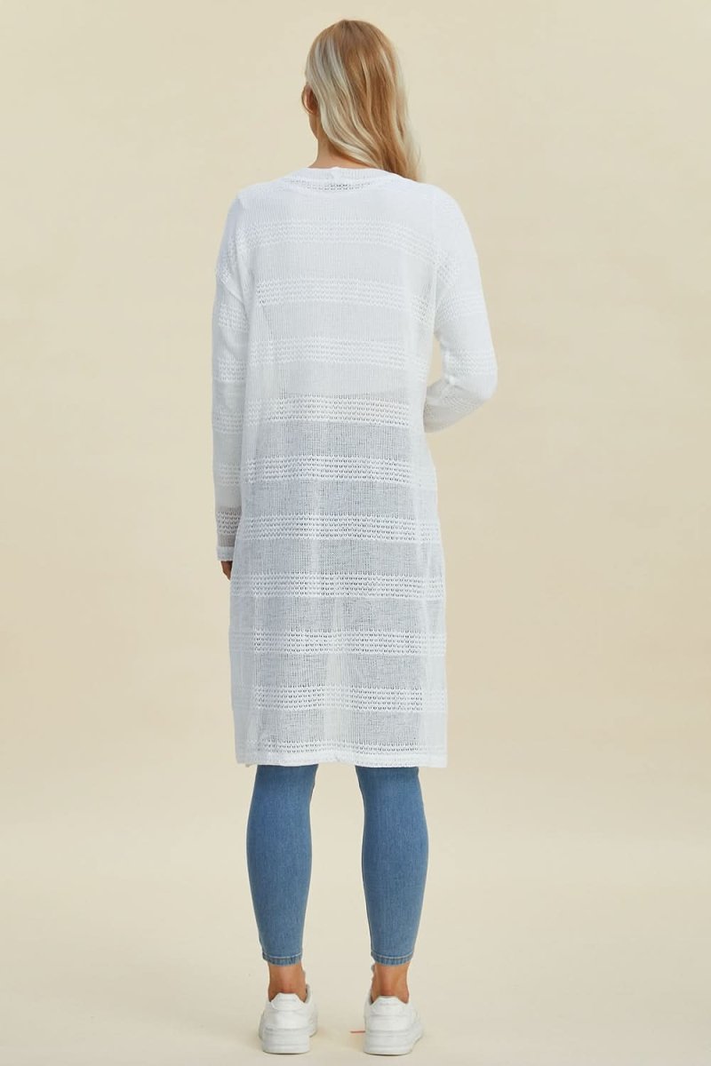 Double Take Full Size Open Front Longline Cardigan - Love Salve