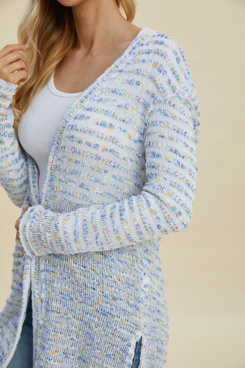 Double Take Full Size Open Front Longline Cardigan - Love Salve