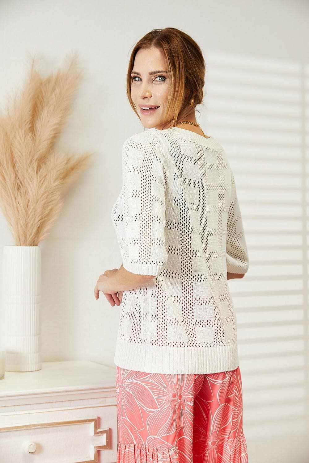 Chic ribbed knit top - round neck - Love Salve 