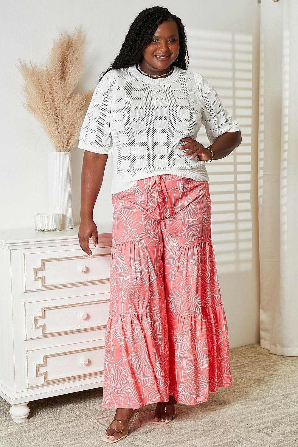 Chic ribbed knit top - round neck - Love Salve 