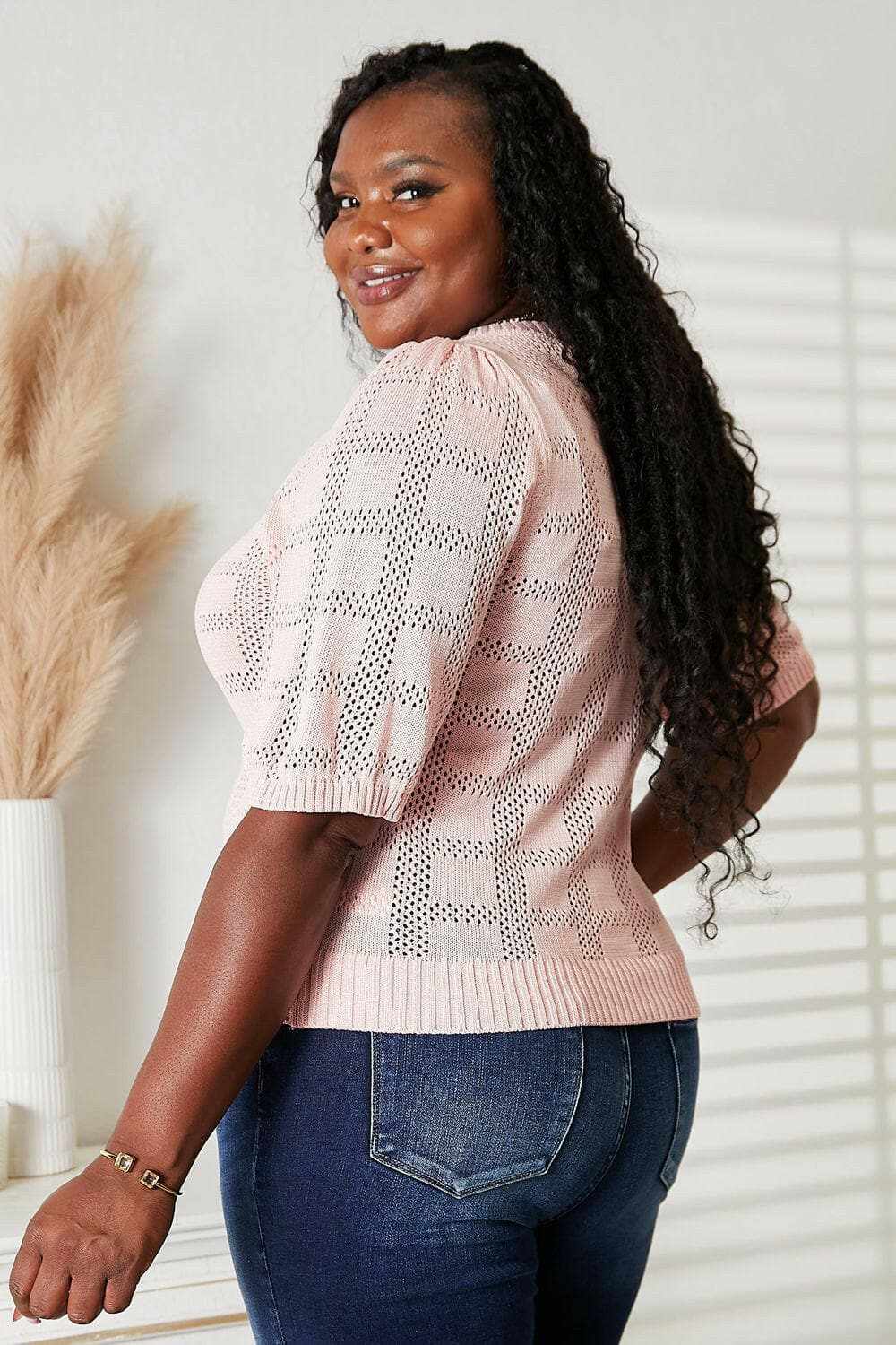 Chic ribbed knit top - round neck - Love Salve 