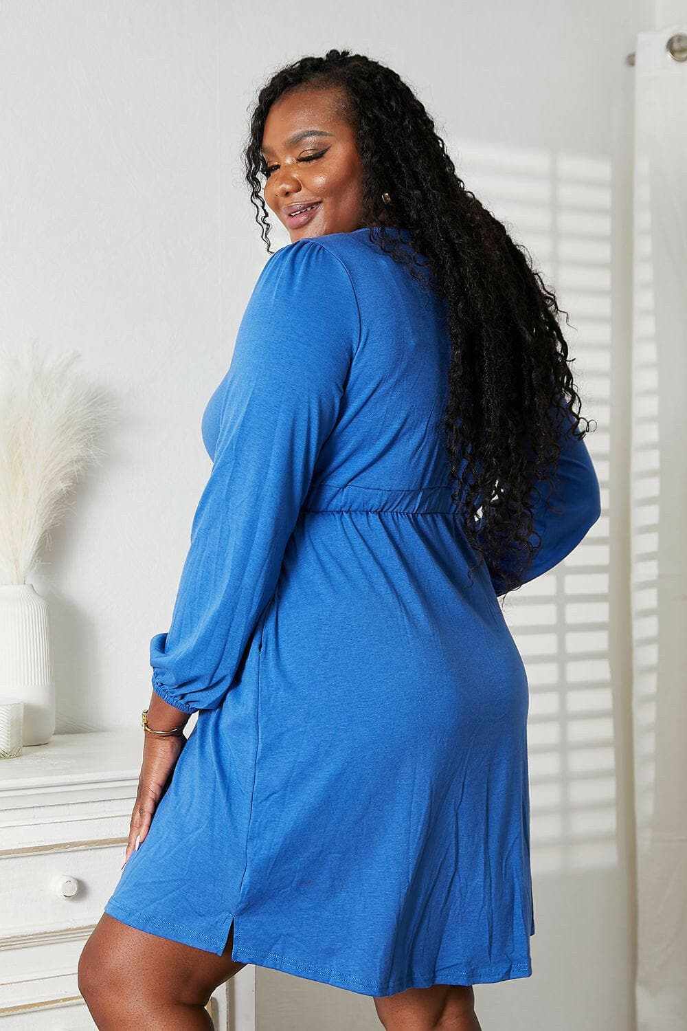 Enchanting long sleeve dress - elegant design, empire waist, pockets - Love Salve 