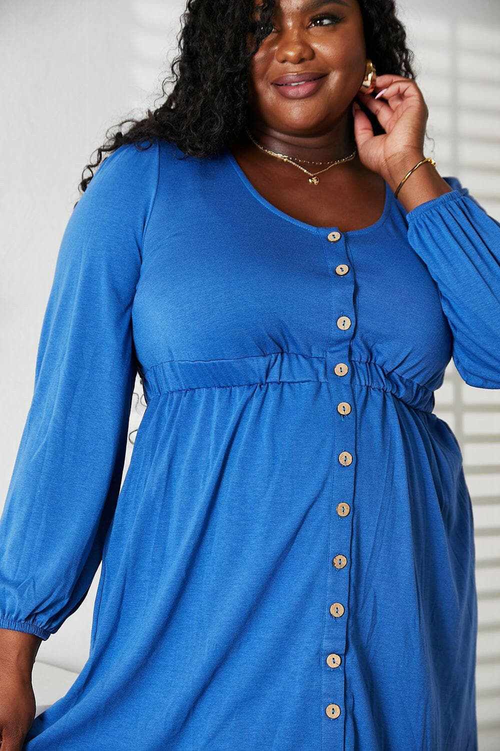 Enchanting long sleeve dress - elegant design, empire waist, pockets - Love Salve 