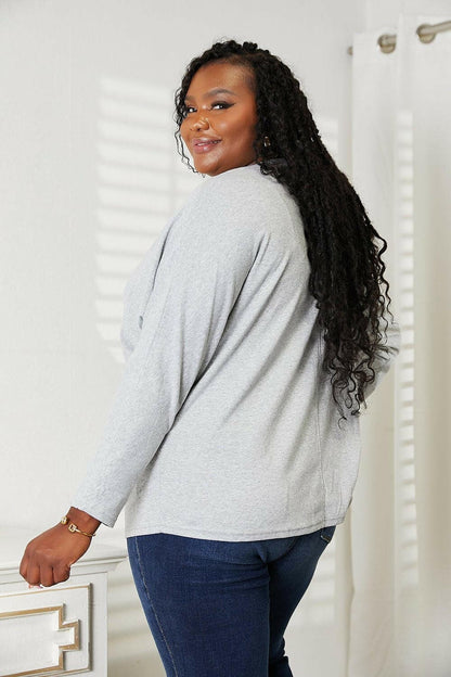 Double Take Seam Detail Round Neck Long Sleeve Top - Love Salve