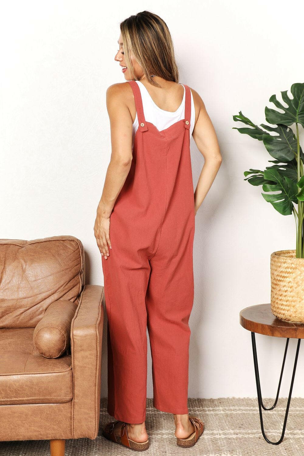 Double Take Wide Leg Overalls with Front Pockets - Love Salve