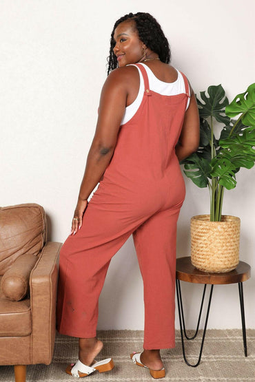 Double Take Wide Leg Overalls with Front Pockets - Love Salve