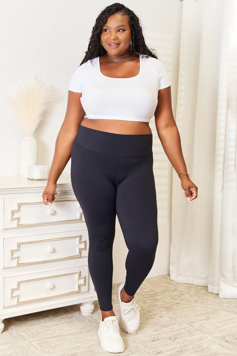 Double Take Wide Waistband Sports Leggings for Comfort - Love Salve 