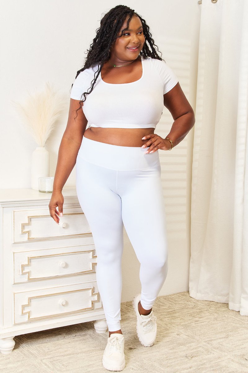 Double Take Wide Waistband Sports Leggings for Comfort - Love Salve 