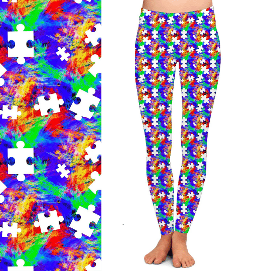 Neon Autism Awareness Leggings With Pockets Capri And Full Length MM