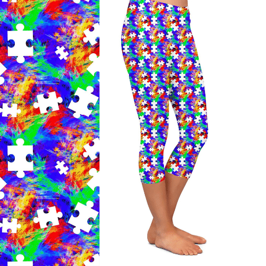 Neon Autism Awareness Leggings With Pockets Capri And Full Length MM