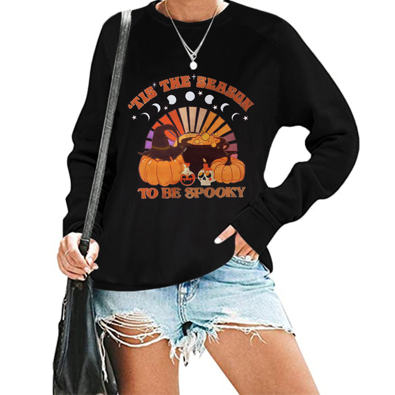 Halloween skull design women's sweatshirt for spooky style