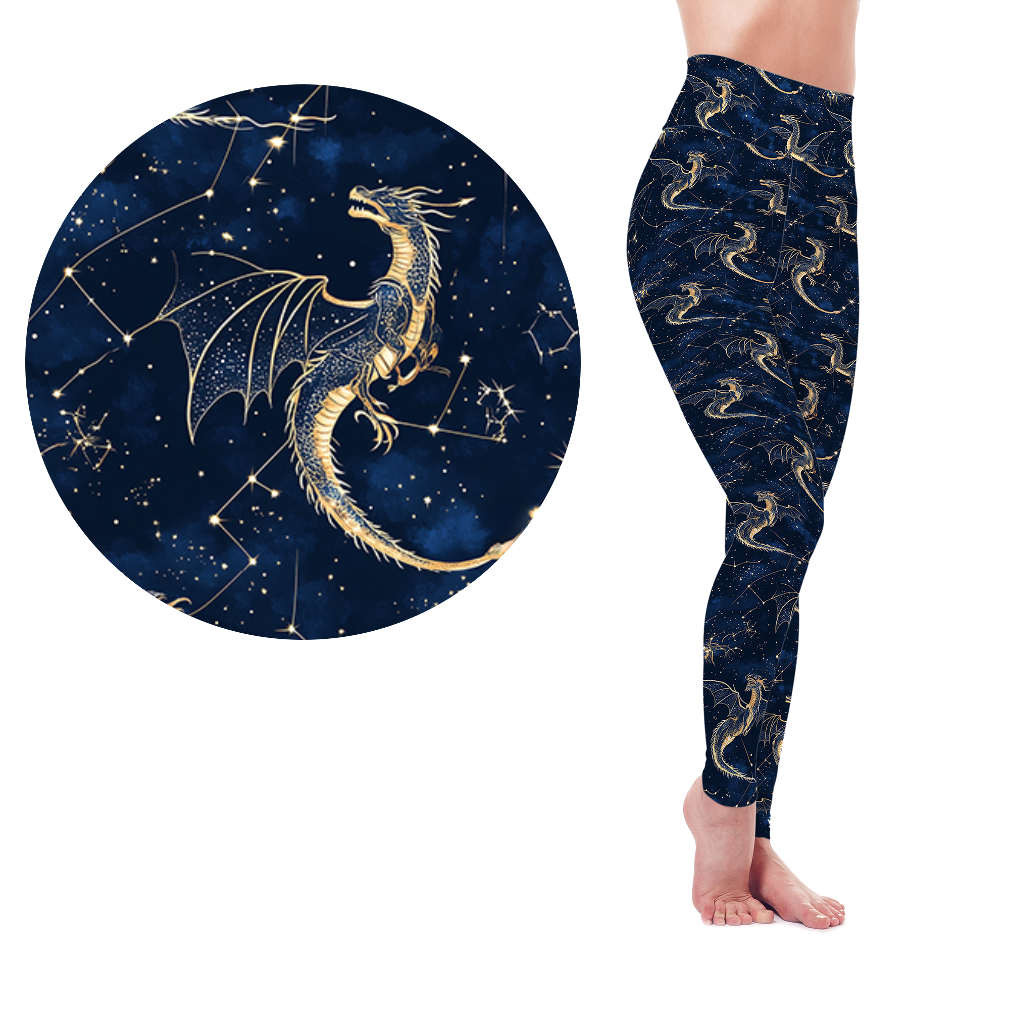 Celestial Dragon Leggings Full Length, Capri , Jogger Shorts,  or Skort Pockets - Pre Order