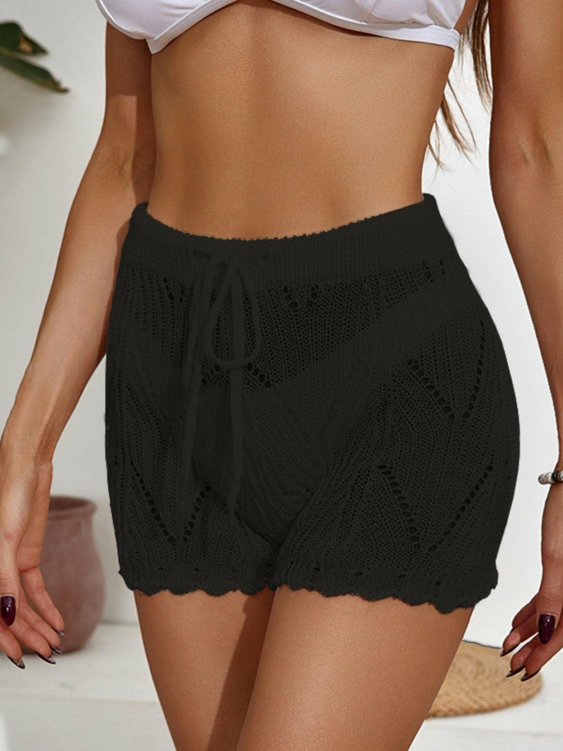 Drawstring Cutout Swim Shorts - Love Salve