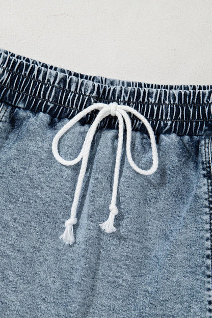 Drawstring High Waist Pocketed Denim Shorts for Women - Love Salve 