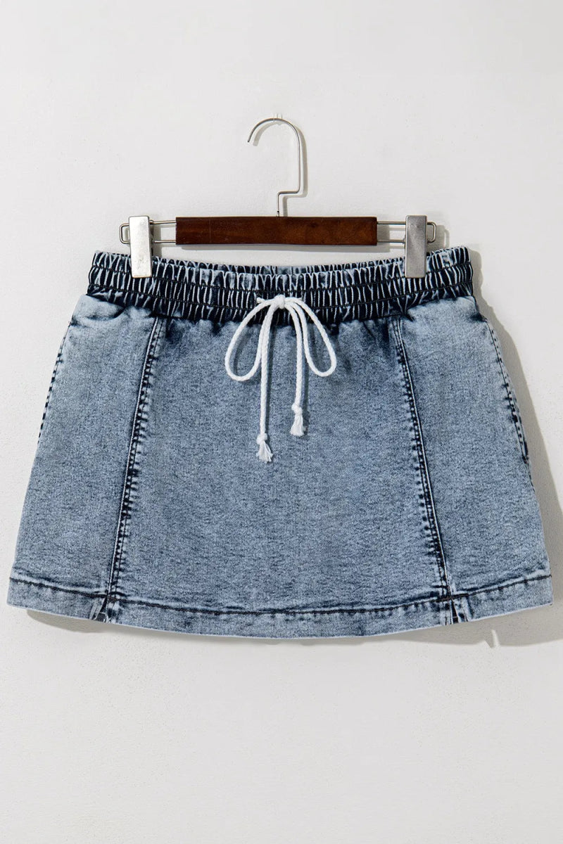Drawstring High Waist Pocketed Denim Shorts for Women - Love Salve 