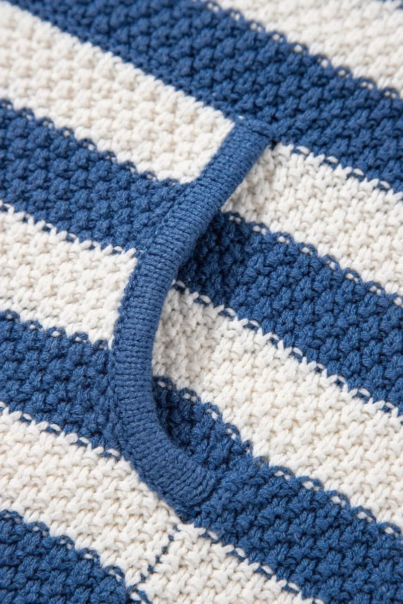 Drawstring Striped Long Sleeve Hooded Sweater - Love Salve 