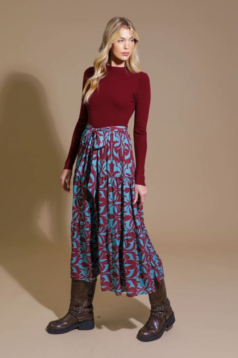 DREAM AVENUE SWEATER TOP AND WOVEN MIDI DRESS - Love Salve