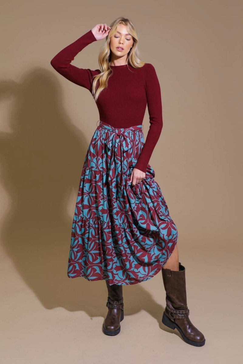DREAM AVENUE SWEATER TOP AND WOVEN MIDI DRESS - Love Salve