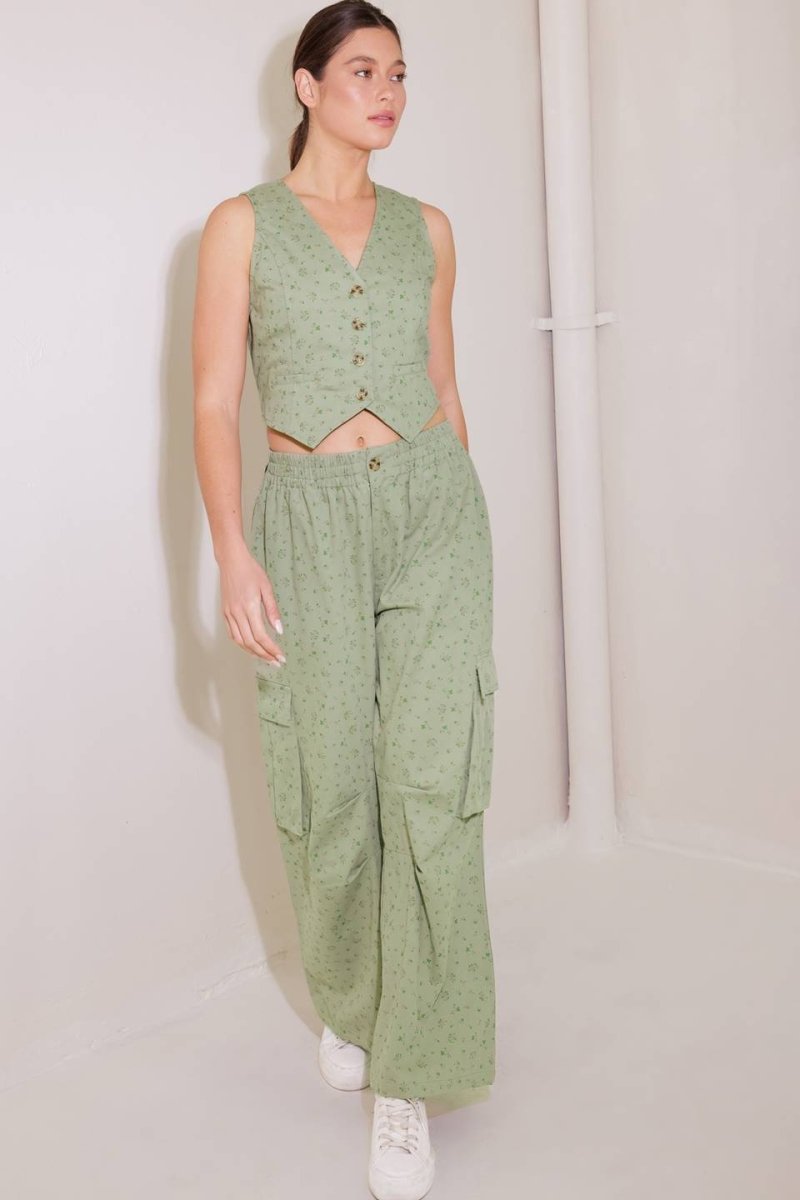 DRIFTING CURRENTS OLIVE WOVEN VEST - Love Salve