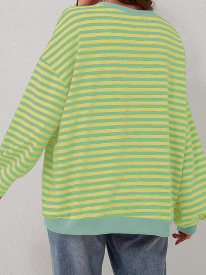 Contrast Striped Long Sleeve Sweatshirt.