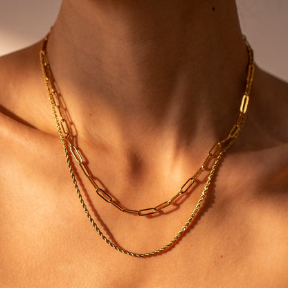 18K Gold-Plated Double Layered Necklace.