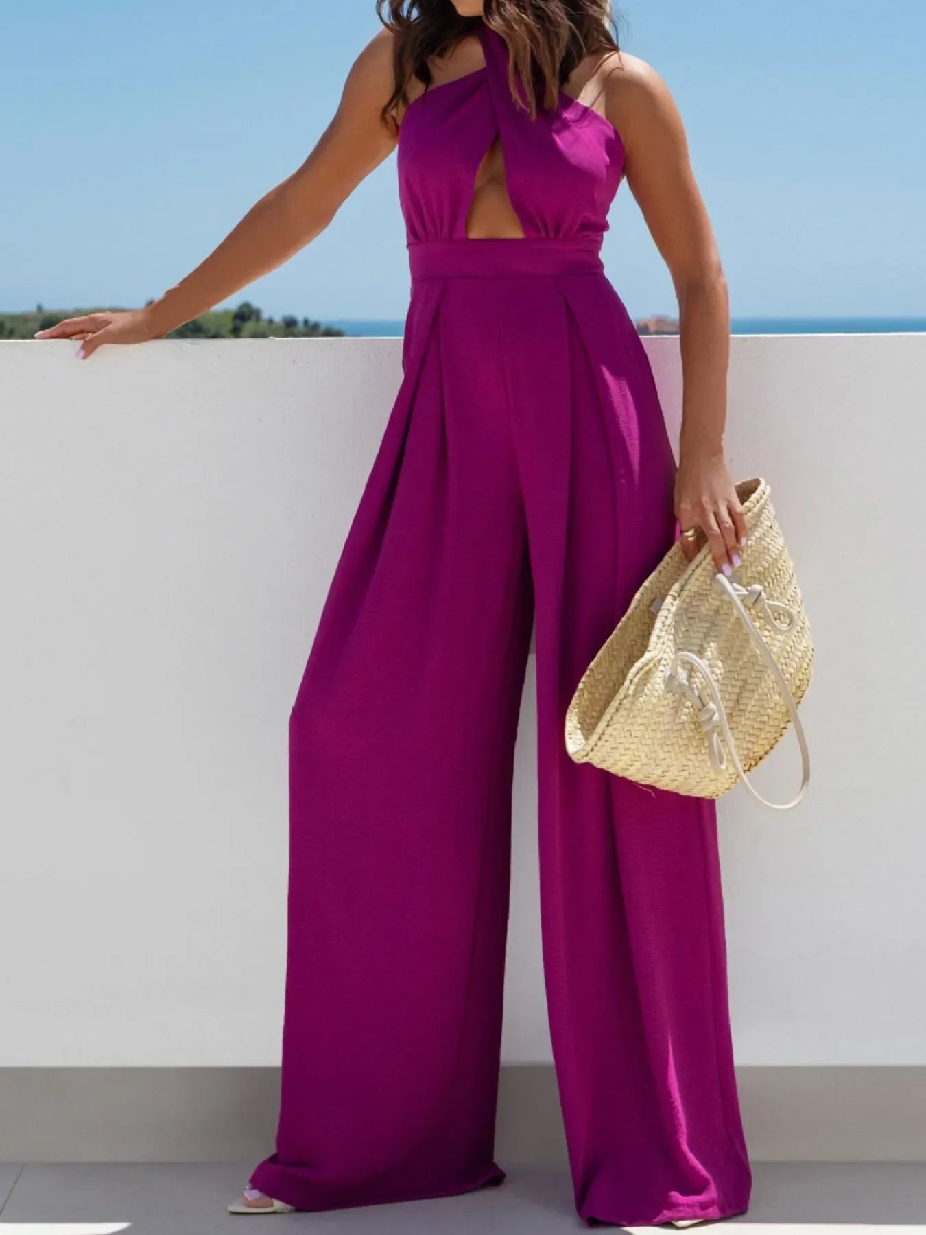 Strut & Slay Wide Leg Halter Jumpsuit