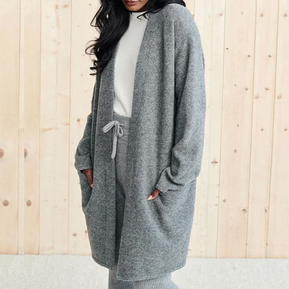 Open Front Long Sleeve Cardigan with Pockets