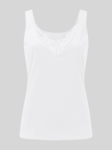 Full Size Lace Detail Sweetheart Neck Tank.