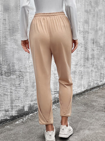 Drawstring Straight Pants with Pockets.