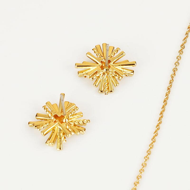 Starburst Gold-Plated Earrings and Necklace Set.