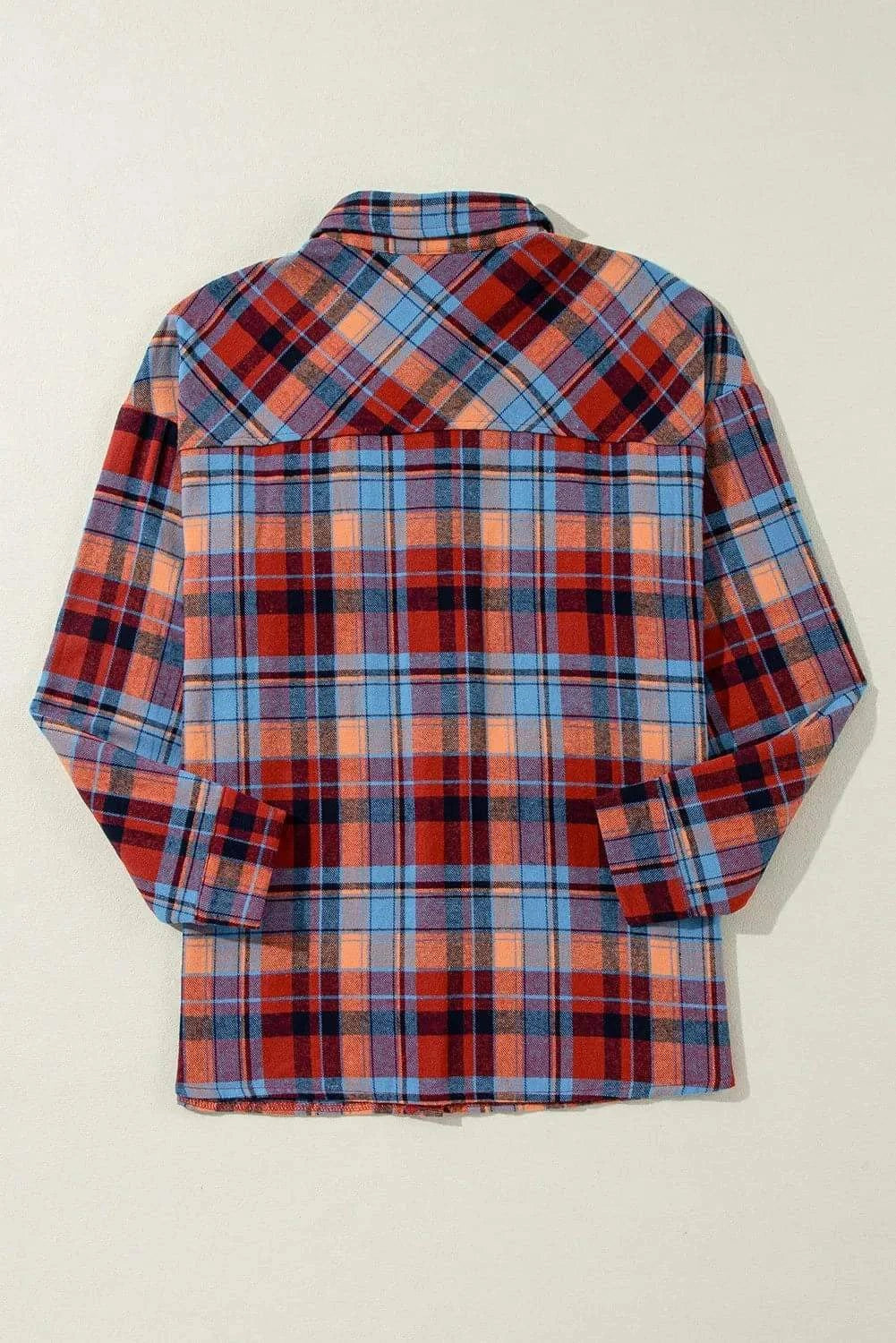 Plaid Collared Neck Long Sleeve Shirt.