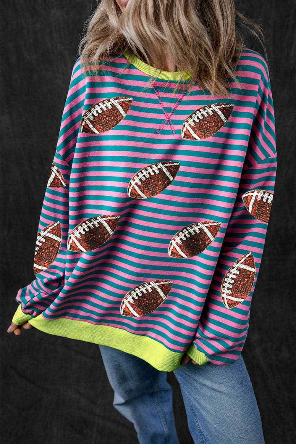 Striped Football Long Sleeve SweatshirtFeatures: Sequin
Sheer: Opaque
Stretch: Slightly stretchy
Material composition: 95% cotton, 5% elastane
Care instructions: Machine wash cold. Tumble dry low.
ImporteLove Salve Striped Football Long Sleeve SweatshirtSweatshirts & Hoodies