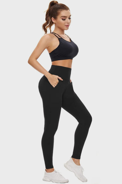 Full Size Pocketed High Waist Active Leggings.