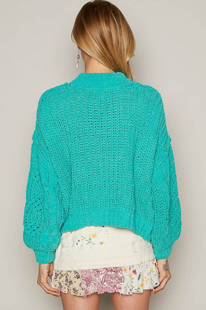 Cozy chenille mock neck sweater