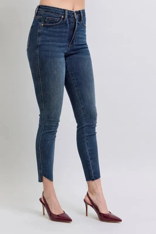 Judy Blue Full Size High Waist Tummy Control Step Hem Skinny Jeans Plus Size Coco’s Tee Boutique