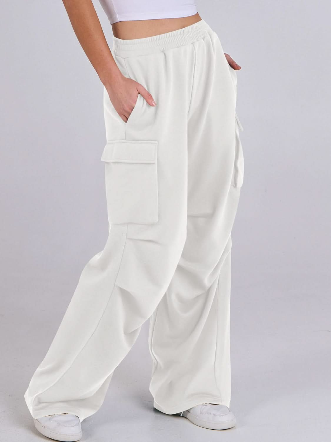 Wide-Leg Comfort Pants with Elastic Waist and Pockets