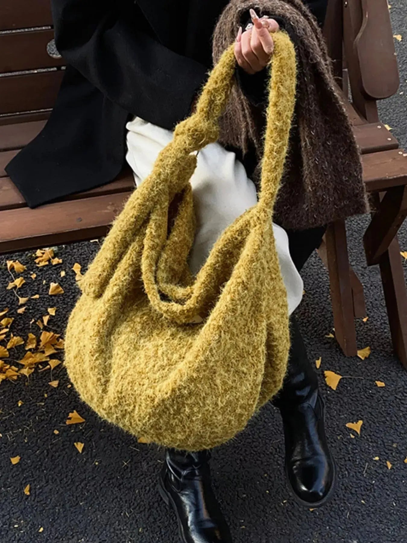 Red Plush Fuzzy Crossbody Bag Medium Size With Soft Cozy Texture Simply Love